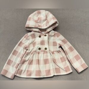 Carter’s Toddler Girl Coat 24M Pink Buffalo Plaid Hooded Warm Jacket 2T